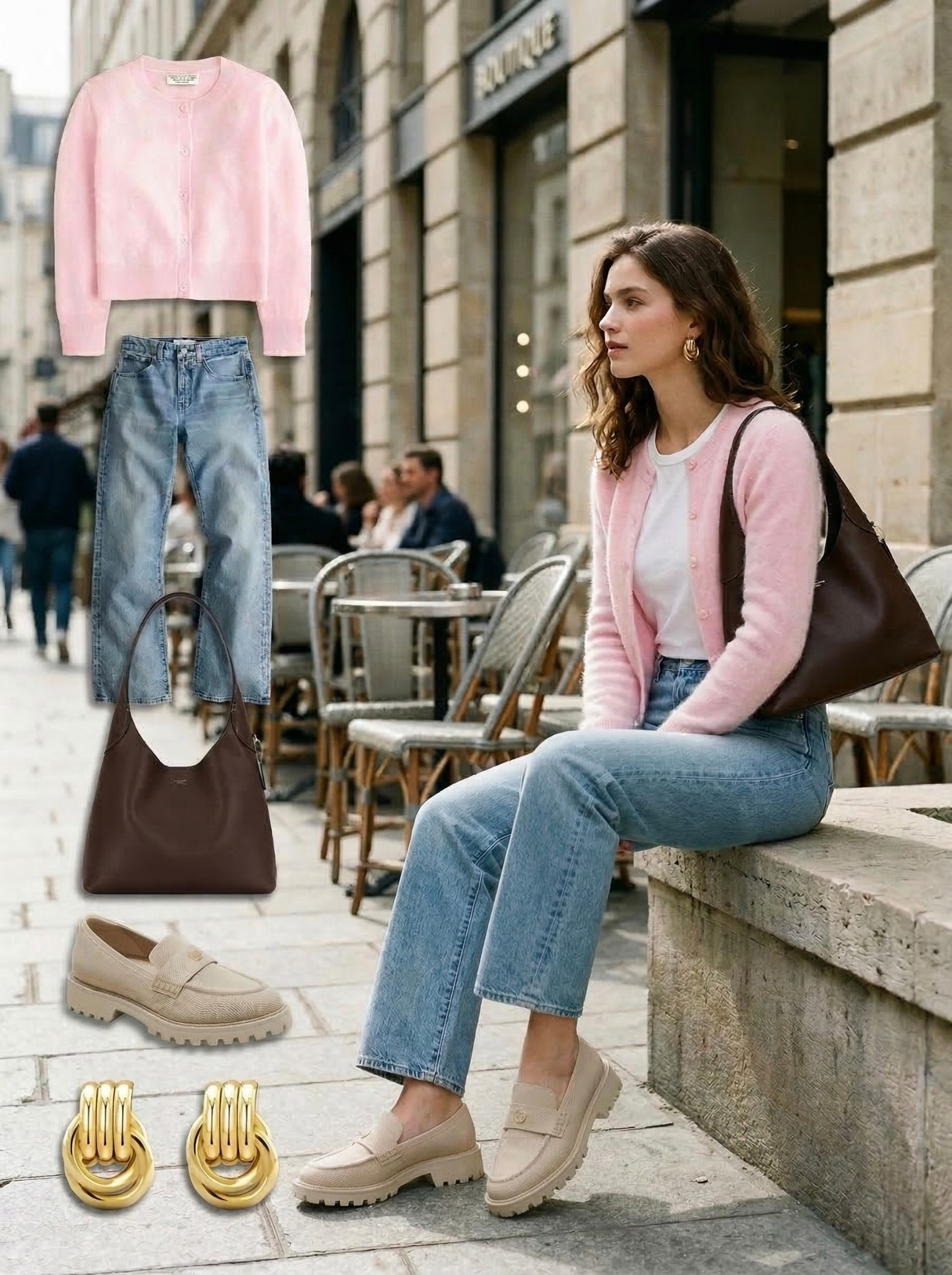 ✨ Soft Pink Meets Everyday Denim ✨

An easy, feminine everyday look with a soft pop of color. The blush pink cardigan layered over a simple white tee adds warmth and a delicate touch, while light wash straight leg jeans keep the outfit relaxed and effortlessly cool.

Beige loafers ground the look with a polished, practical feel, and the rich brown shoulder bag adds contrast while tying everything together beautifully. Gold statement earrings elevate the outfit just enough for a chic, everyday finish.

🤍 Style Details:
• Blush pink cardigan for a soft feminine layer  
• Classic white tee for a clean base  
• Light wash straight leg jeans for a relaxed fit  
• Beige loafers for a polished casual vibe  
• Brown shoulder bag for warm contrast  
• Gold statement earrings for a chic touch  

Everything linked and ready to shop ✨

#LTKootd #LTKCasual #LTKStyle

#LTKgrwm #LTKSeasonal #LTKootd