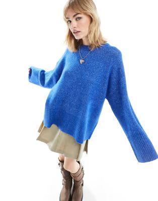 JJXX oversize textured knit jumper in blue | ASOS (Global)