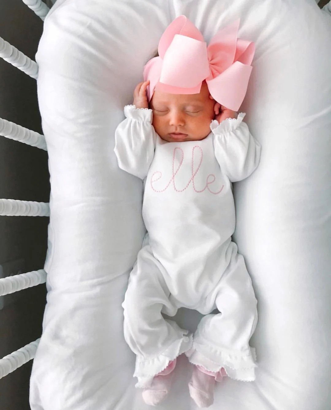 Baby girl coming home outfit, monogrammed ruffle romper, pima cotton, sk creations, Preemie, Newb... | Etsy (US)