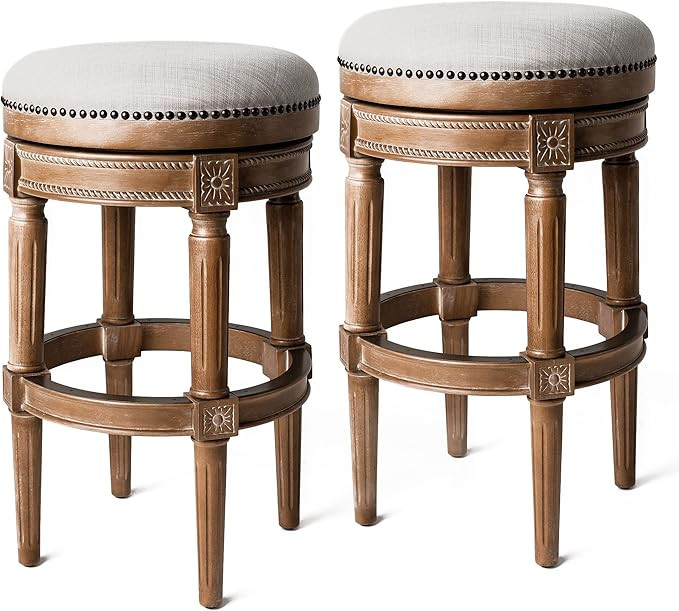 Maven Lane Pullman Backless Bar Stool 31 Inches – Set of 2 – Swivel Stools with Footrest Ligh... | Amazon (US)