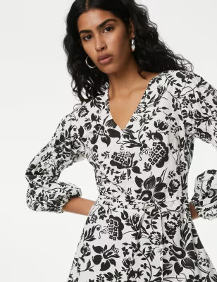 Floral V-Neck Midi Tiered Dress | Marks and Spencer US