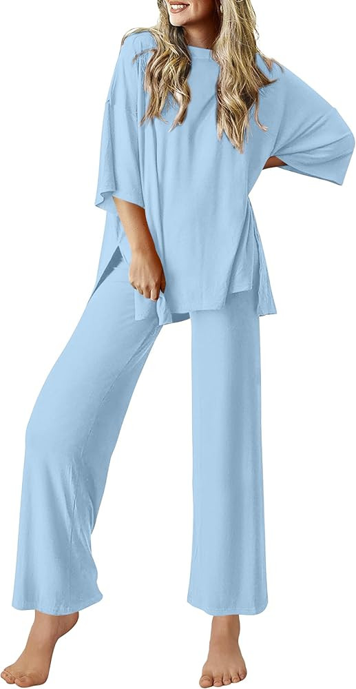 Ekouaer Lounge Sets for Women Short Sleeve Tops and Long Pants Soft Comfy Pajamas Set 2 Piece Out... | Amazon (US)