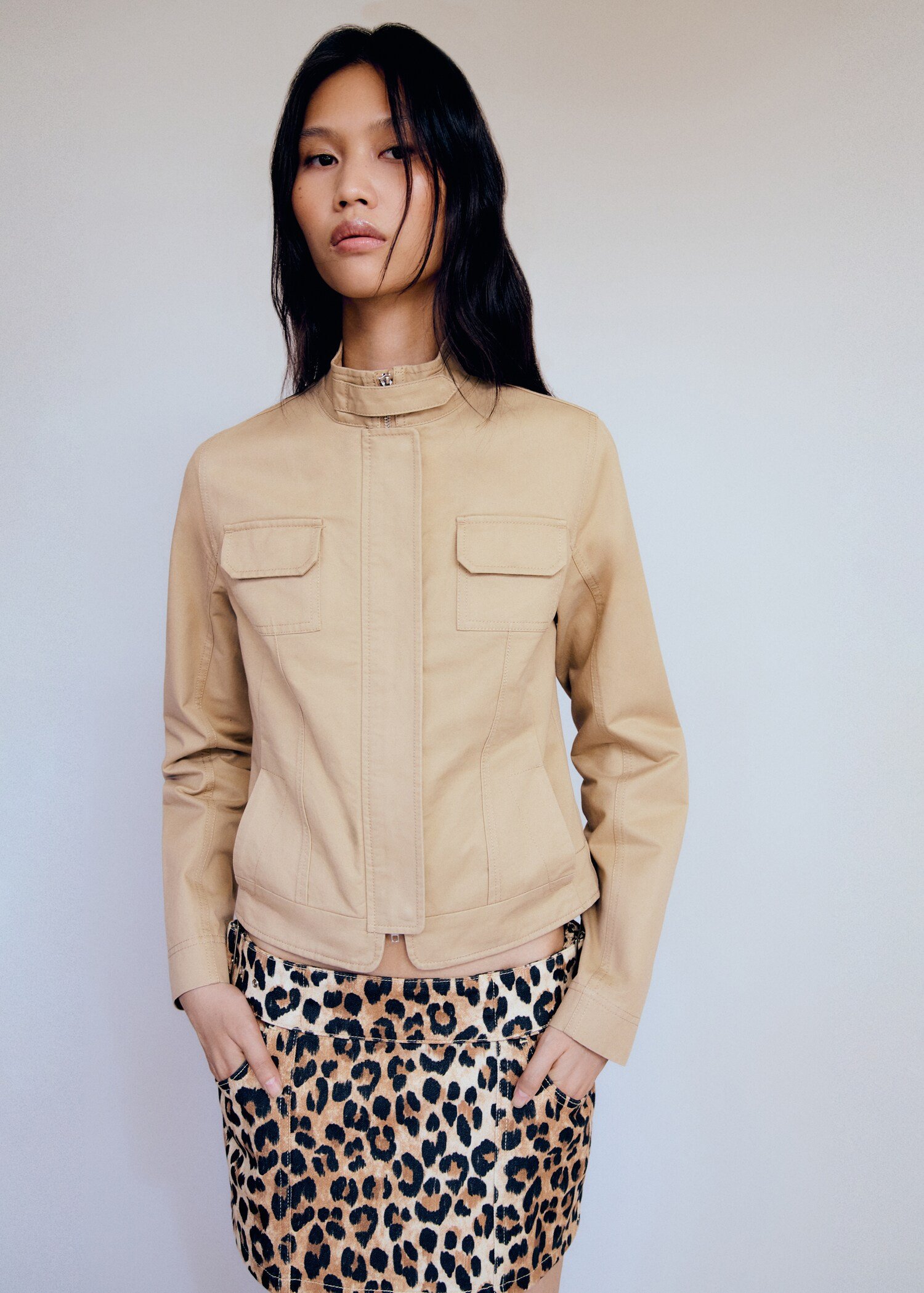 Leopard-print denim mini-skirt - Women | MANGO USA | Mango (US/MX/AU)