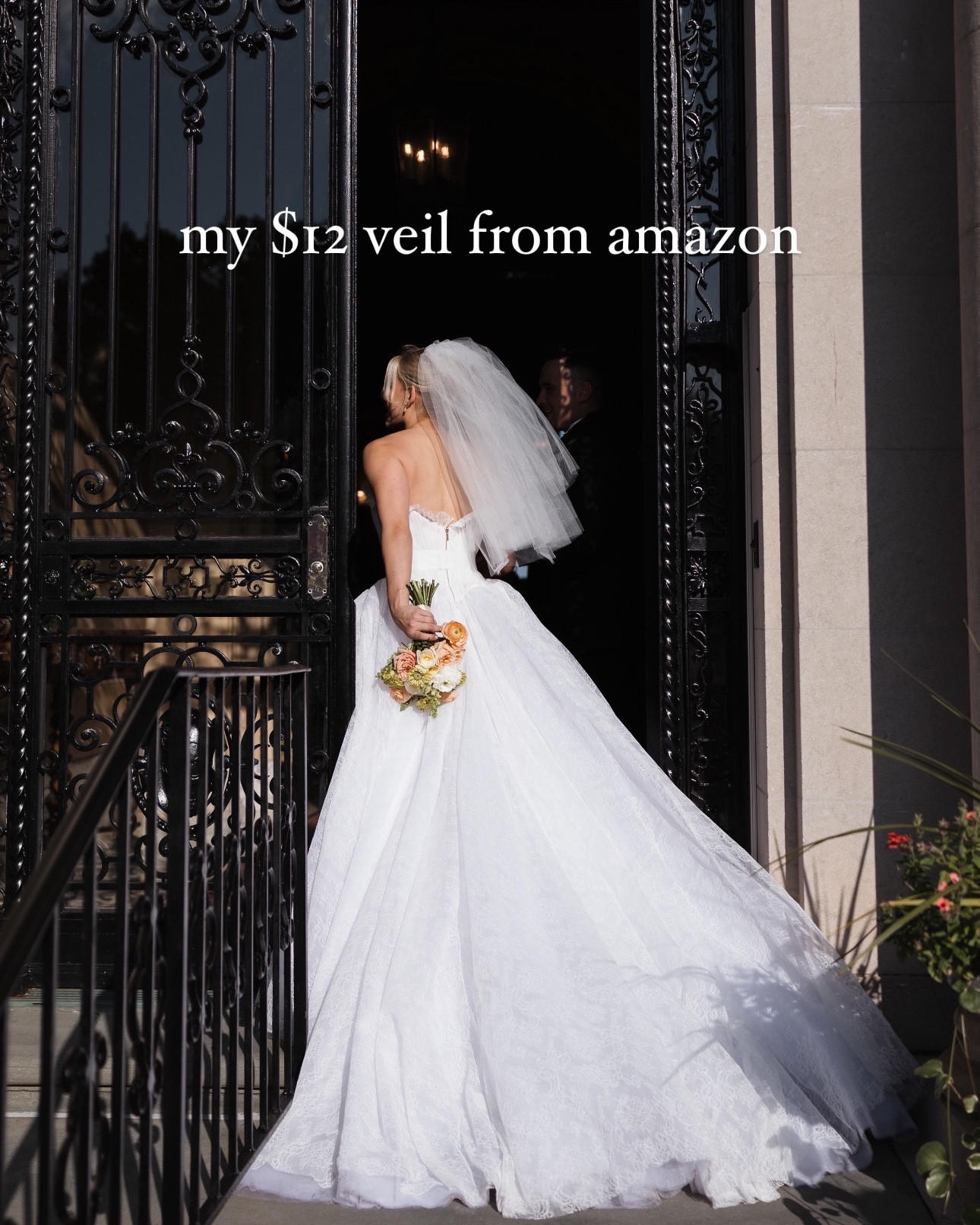 short chic bridal veil from amazon for wedding day - know this is a little uneven when it arrives and i had my bridal seamstress recut the edge to be the perfect length i wanted 