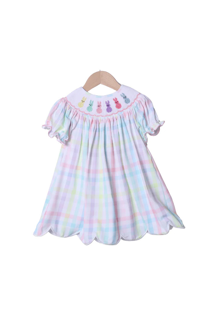 Smocked Pastel Plaid Peep Dress | The Smocked Flamingo