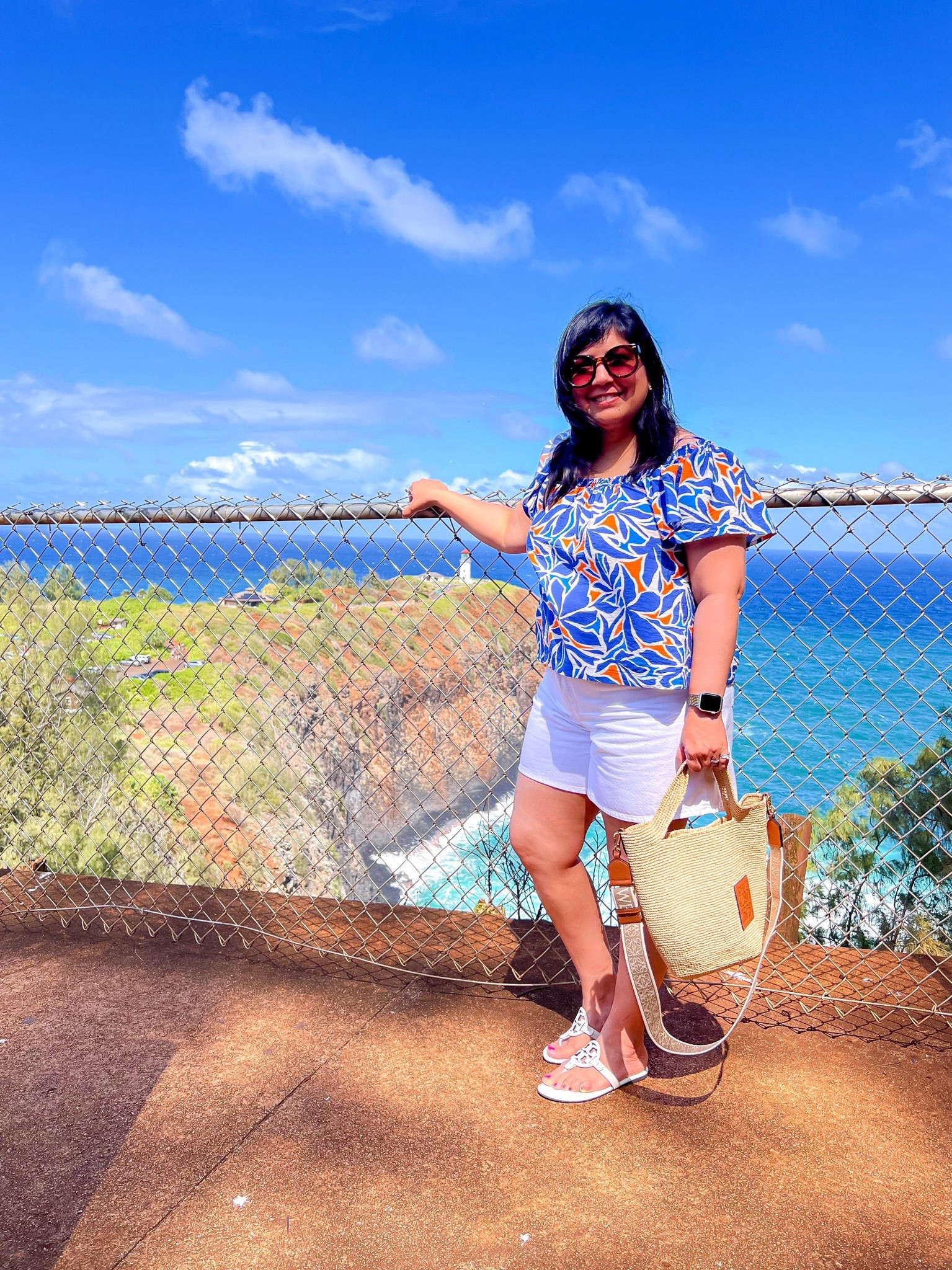 Vacation outfit! Avara top size large. Abercrombie white denim shorts size 32. Tory Burch Miller Soft sandals true to size.  Amazon sunglasses. Loewe raffia crossbody bag. Great for resort wear and any tropical vacation! 

Use code ANITA15 for 15% off your first purchase at Avara! 

#LTKGiftGuide #LTKTravel #LTKMidsize