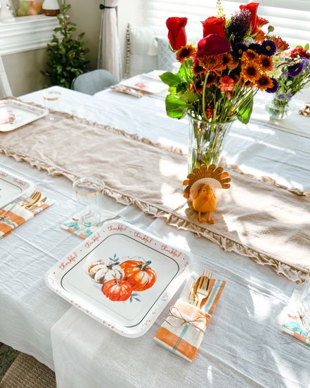 Happy Thanksgiving! We’re hosting this year 🦃 We snagged these adorable plates from Walmart and Napkins from Dollartree! Dressed them up by wrapping them cute, adding twine, and my favorite gold, “fancy” silverware for hosting! These and the cups are a must-have for hosting events—just makes everything look nice! 🧡

#LTKSeasonal #LTKHoliday
