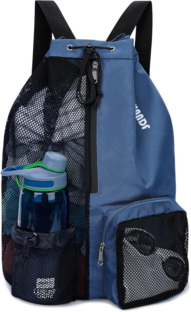 WANDF Swim Bag Mesh Drawstring Backpack with Wet Pocket for Swimming, Gym, and Workout Gear | Amazon (US)