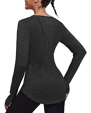 PINSPARK Long Sleeve Workout Tops for Women Breathable Hiking Shirts with Thumbholes Loose Fit At... | Amazon (US)
