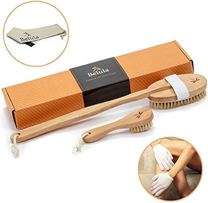 Premium Dry Brushing Body Brush Set- Natural Boar Bristle Body Brush , Exfoliating Face Brush & O... | Amazon (US)