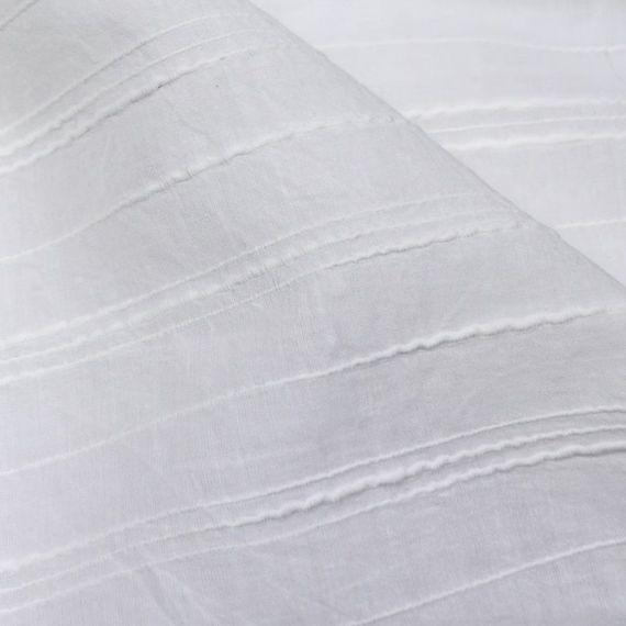 White Handloom Cotton Fabric by the Half Yard Slub Stripe - Etsy | Etsy (US)