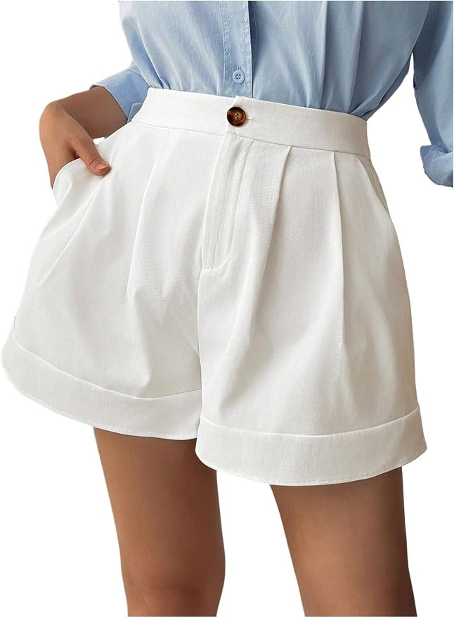 MakeMeChic Women's High Waist Wide Leg Shorts Dressy Shorts Work Business | Amazon (US)