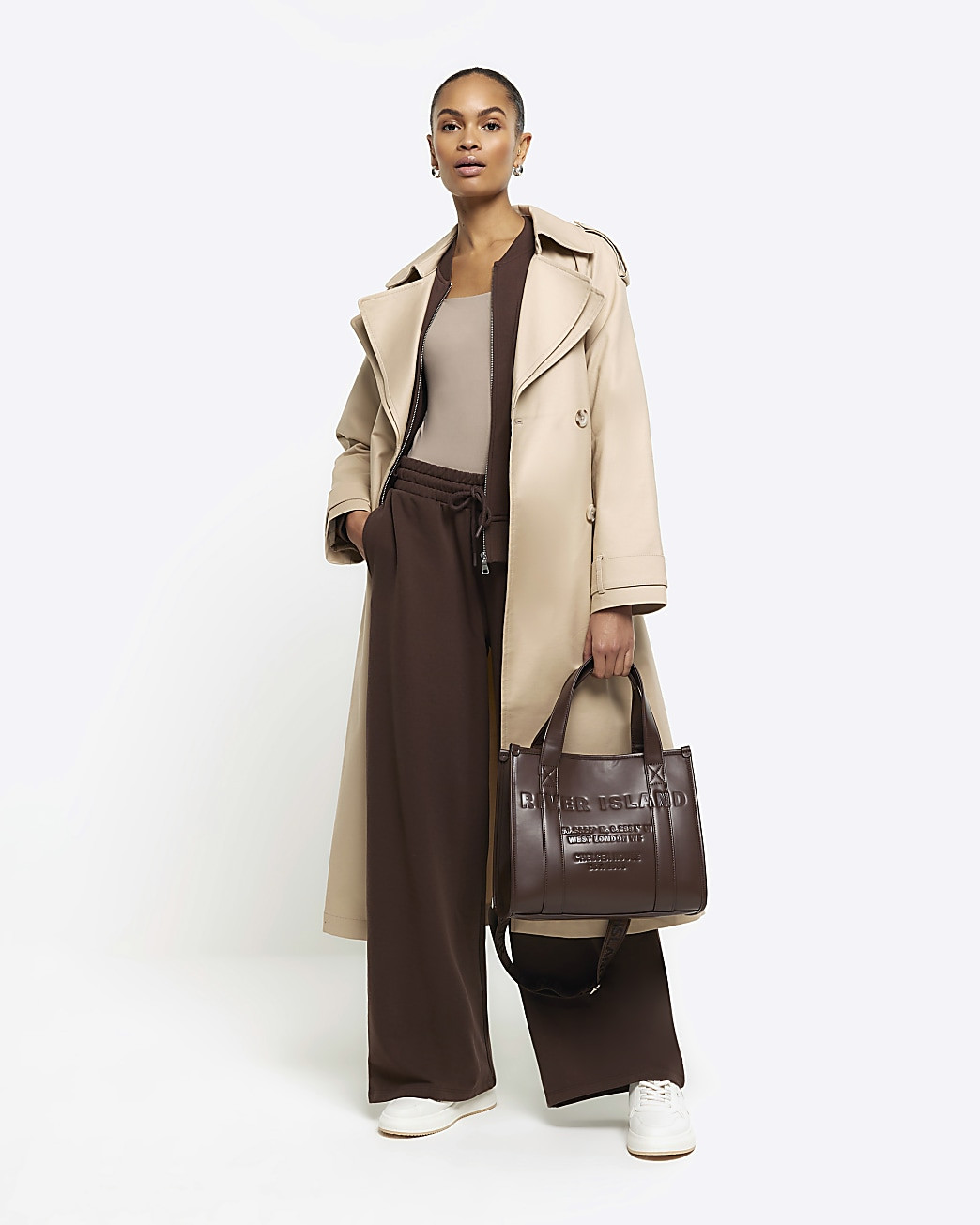 Brown wide leg joggers | River Island (UK & IE)