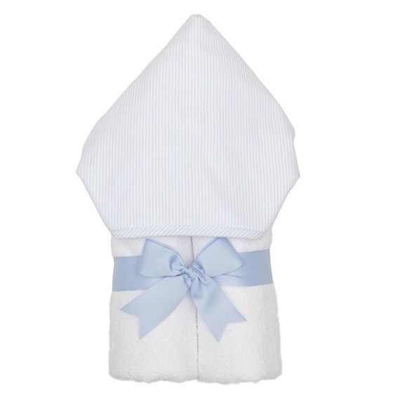 Personalized Blue Seersucker Stripe Everykid Hooded Towel by 3 | Etsy | Etsy (US)