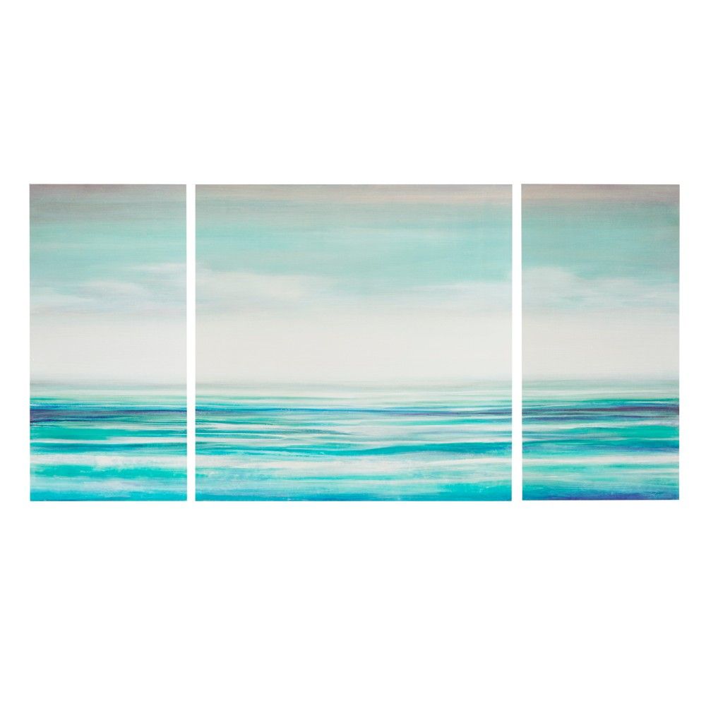 (Set of 3) 30"" Height Teal Tides Gel Coat Canvas Decorative Wall Art Set Blue | Target