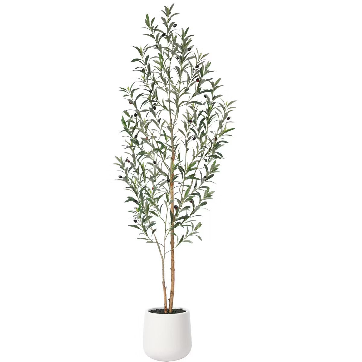Kazeila Artificial Olive Tree with White Planter, 6FT Tall Faux Olive Trees with Natural Wood Tru... | Target