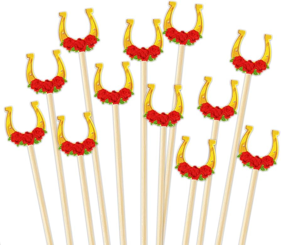 JarThenaAMCS 100Pcs Horse Racing Cocktail Picks Horseshoe Rose Toothpick Horse Race Long Cocktail... | Amazon (US)