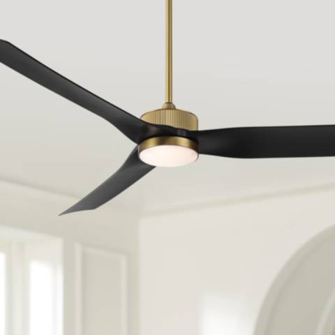 60" Casa Vieja Montage Soft Brass LED Damp Rated Fan with Remote | Lamps Plus