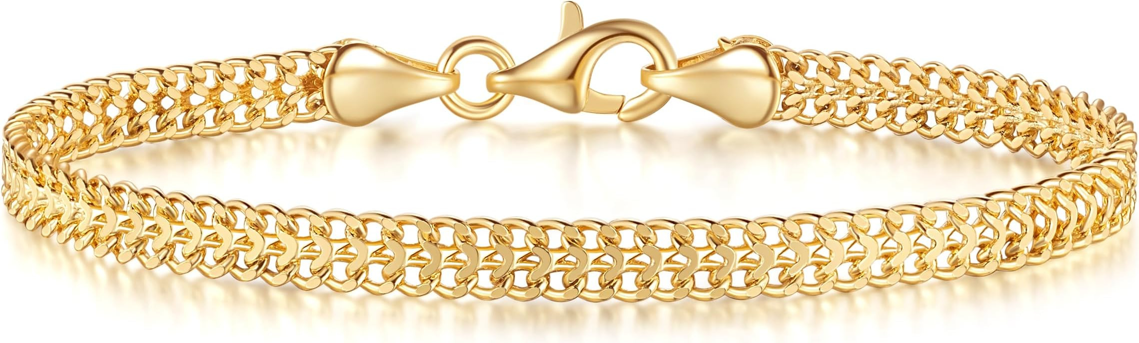 Gold Bracelets for Women Non Tarnish Gold Bracelets for Men Classical Mesh Gold Chain Bracelet Je... | Amazon (US)