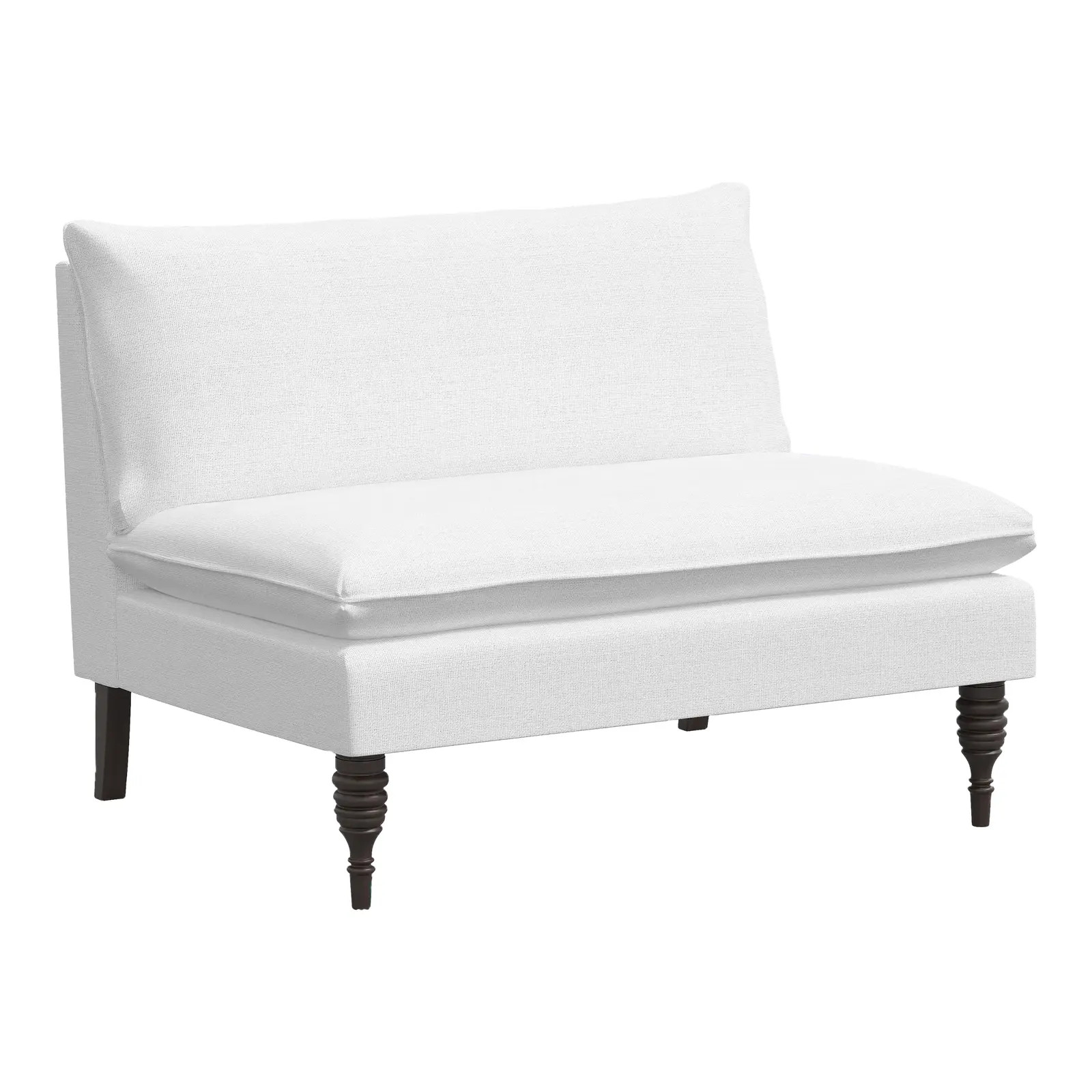 Red from Scalamandre crafted by Cloth & Company Concord Settee, White Solid Linen | Chairish