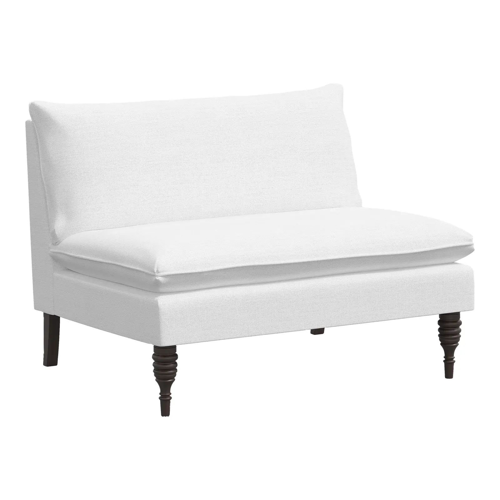 Red from Scalamandre crafted by Cloth & Company Concord Settee, White Solid Linen | Chairish