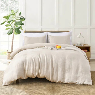 Pure Linen Herringbone Weave Duvet Cover Set | Wayfair Professional