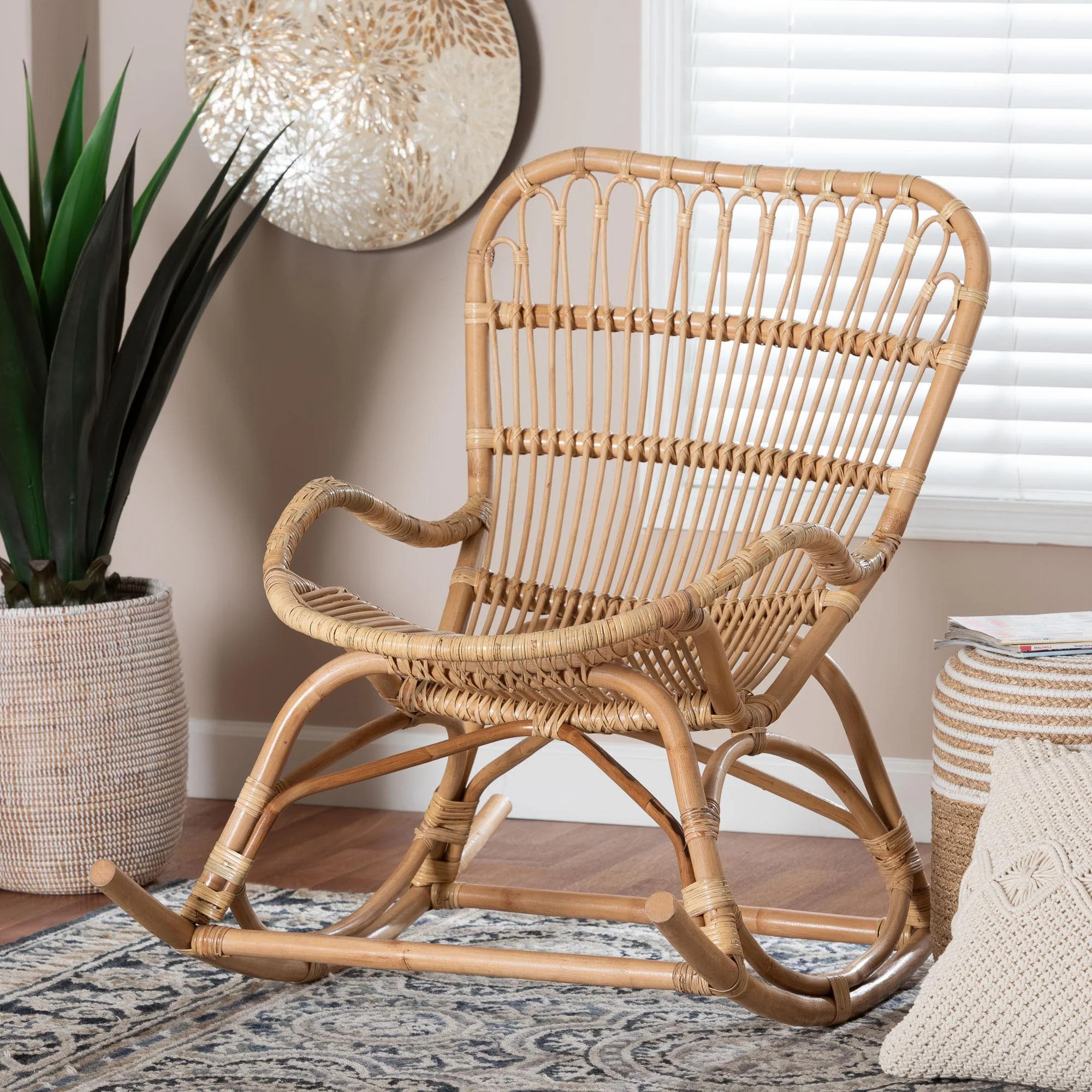 bali & pari Mahin Boho Rocking Chair, Light Honey | Walmart (US)