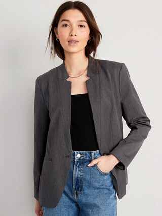 Heathered Twill Notch Collar Pixie Blazer for Women | Old Navy (CA)