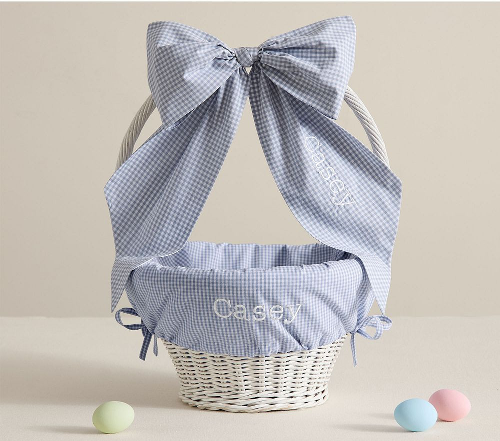 Chambray Gingham Bow & Liner & Sabrina Natural Easter Basket Large Bundle | Pottery Barn Kids