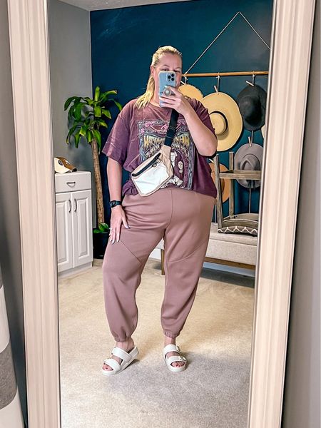 Spring fashion but make it comfy… 

Light weight sweat pants styled with an oversized graphic tee, cross body bag, and chunky sandals. 

Plus size outfit 
Spring outfit 
Plus size style 
Plus size ootd 
Ootd 
Curvy fit 
Bum bag 
Spring sandals 
Summer sandals 
Band tee 
Size 18 
Size 20

#LTKplussize #LTKover40 #LTKSeasonal