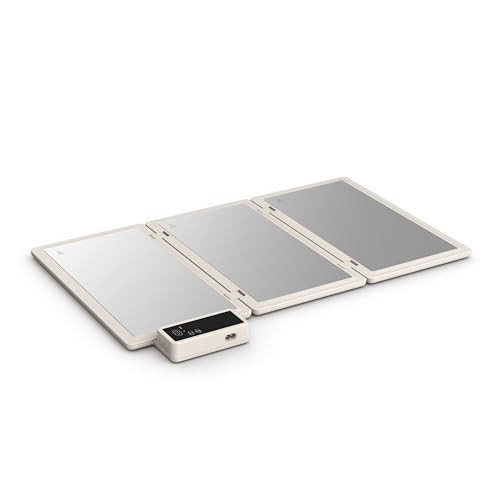 bella Fold & Store Warming Tray, Fits-anywhere Kitchenware, Touchscreen Controls w Adjustable Temperature & Timer, 24.8” to 8.3” wide, Auto Shutoff & Stainless Steel Warming Pads, 300 Watt, Oatmilk | Amazon (US)