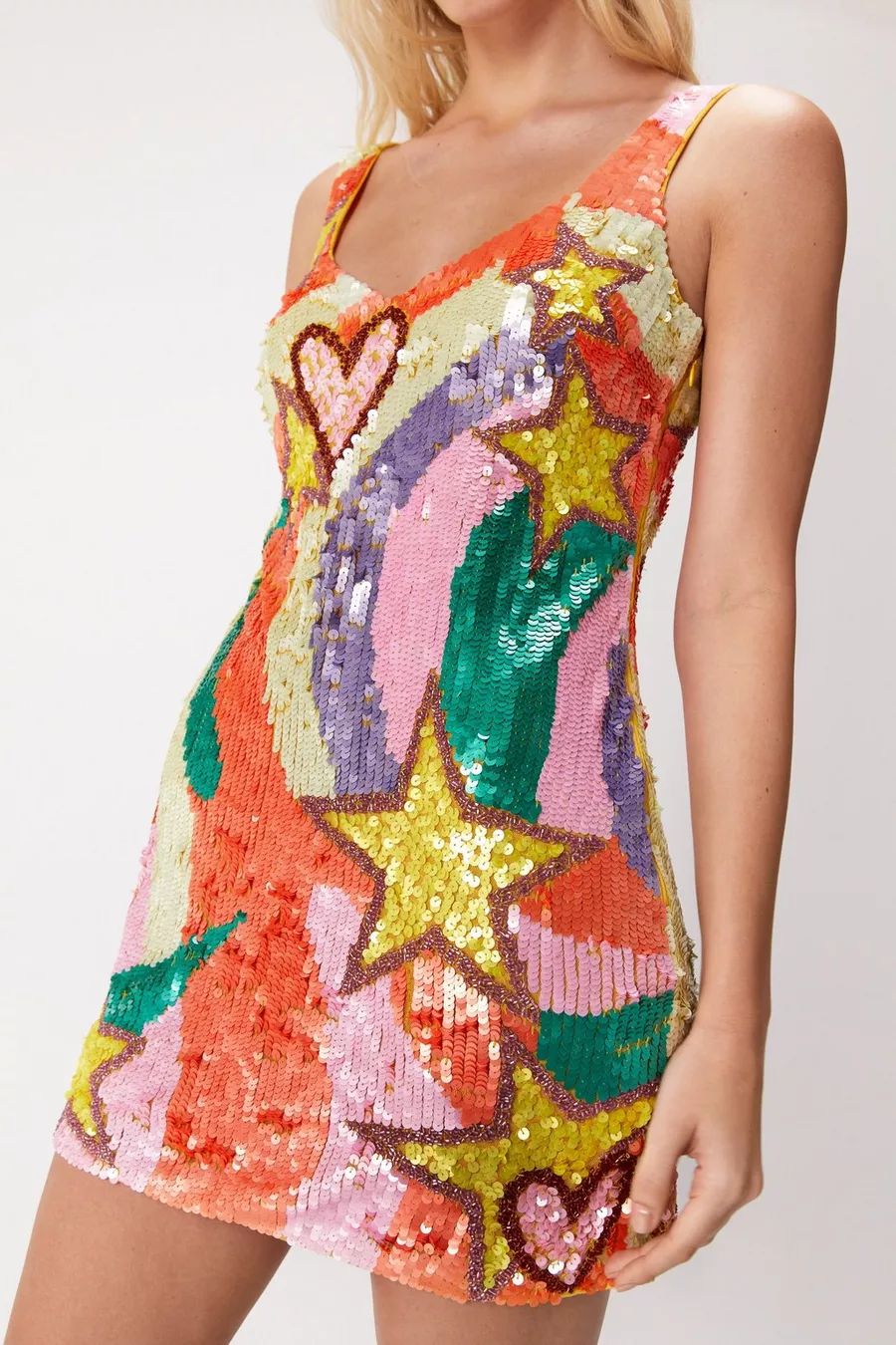 Sequin Star And Heart Mini Dress | Nasty Gal (US)