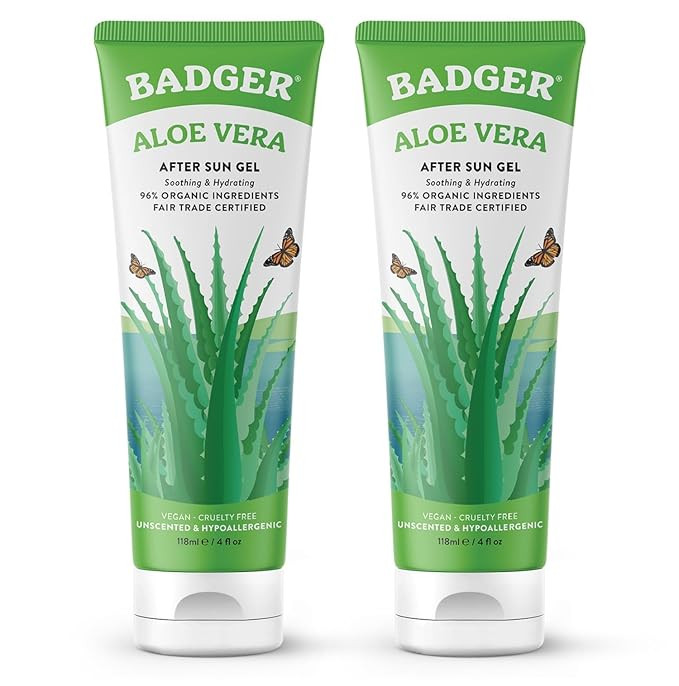 Badger Aloe Vera Gel for Sunburn Relief, Fair Trade & Organic After Sun Care, Pure Cooling Soothi... | Amazon (US)
