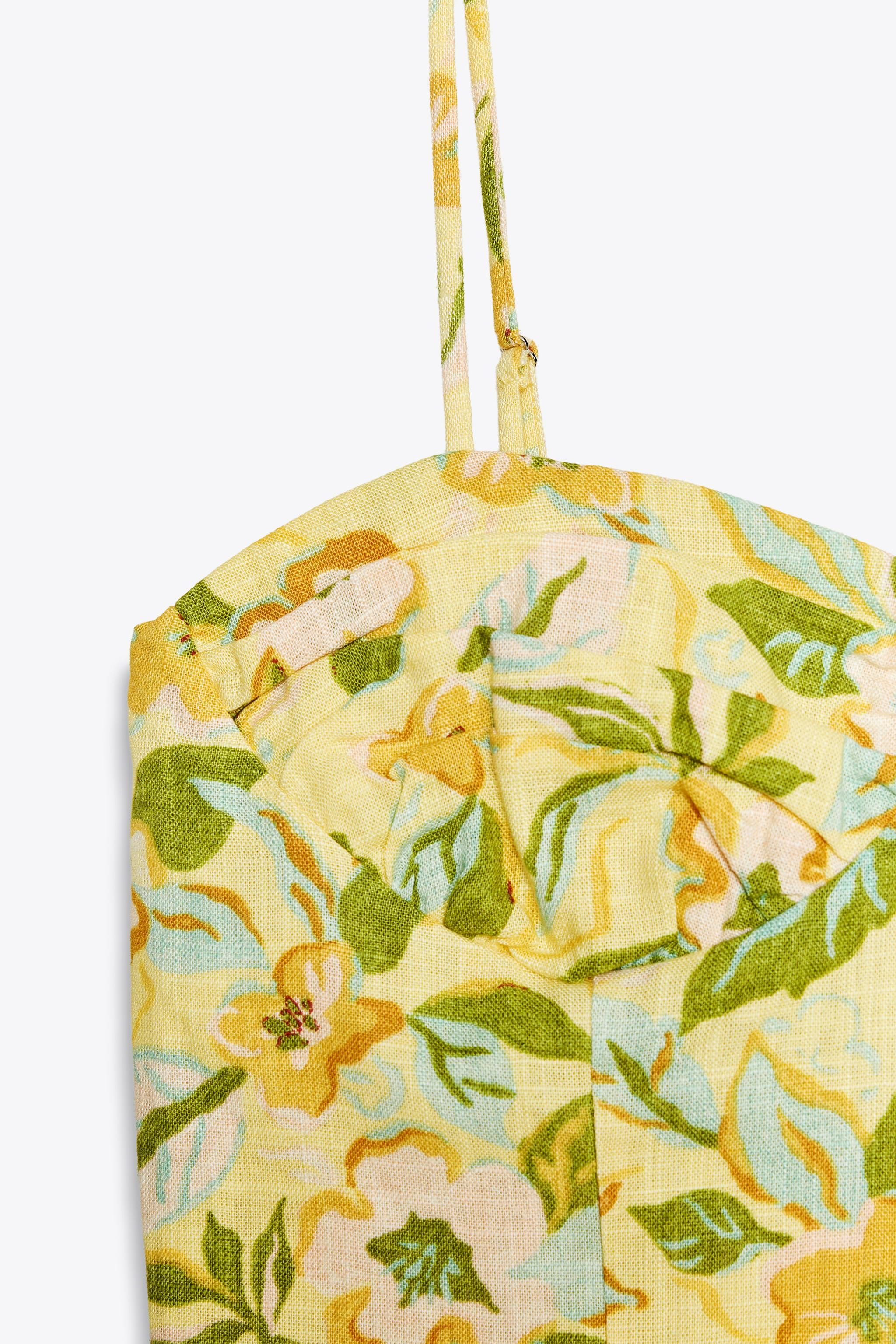 PRINTED LINEN CROP TOP | Zara US