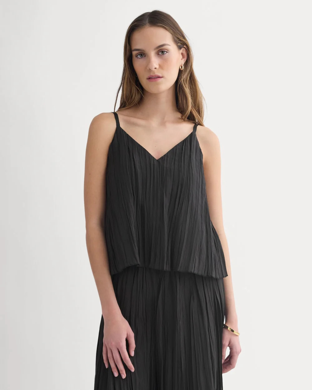 Crinkle Trapeze Tank | Black | Everlane