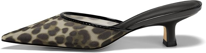 Coutgo Womens Kitten Low Heels Mules Closed Pointed Toe Pumps Slip On Backless Dress Shoes | Amazon (US)