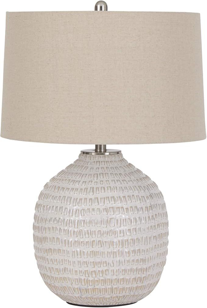 Signature Design by Ashley Jamon Contemporary 26" Round Textured Ceramic Table Lamp, Beige | Amazon (US)