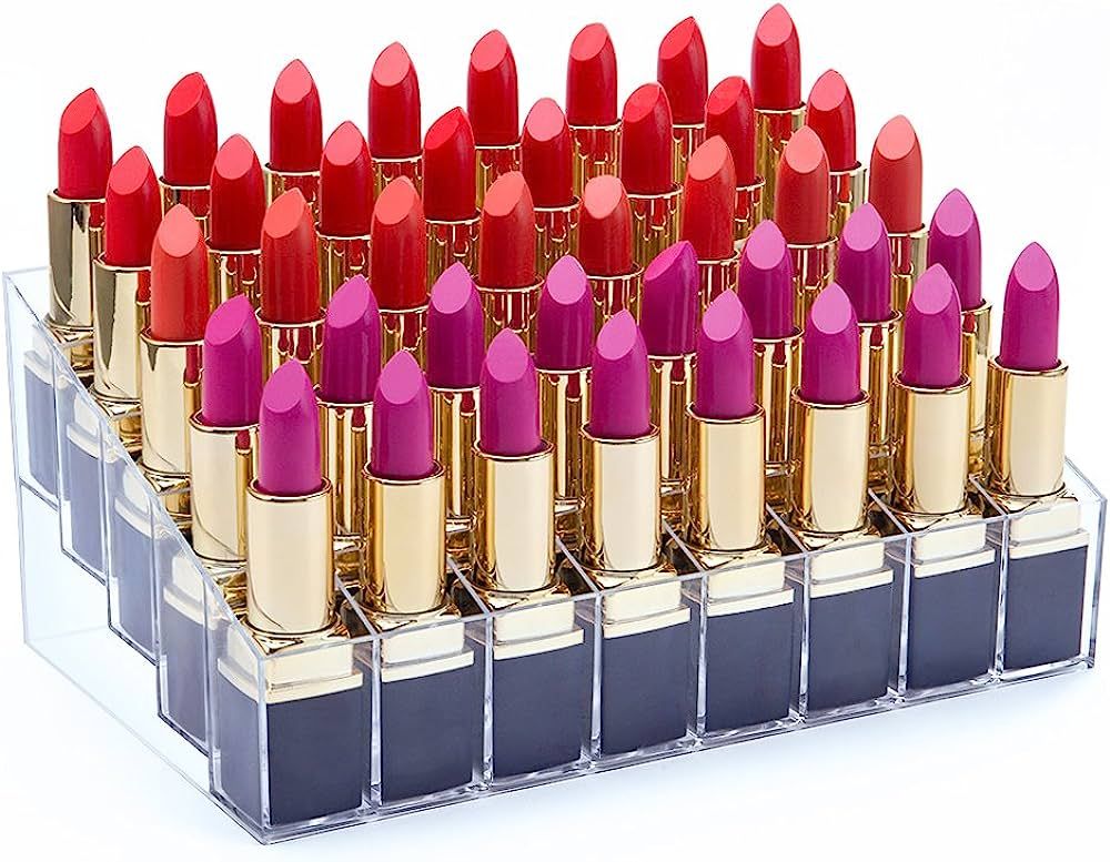 Benbilry Lipstick Holder, 40 Space Acrylic Lipstick Holder Organizer Case Display Rack，40 Slots... | Amazon (US)