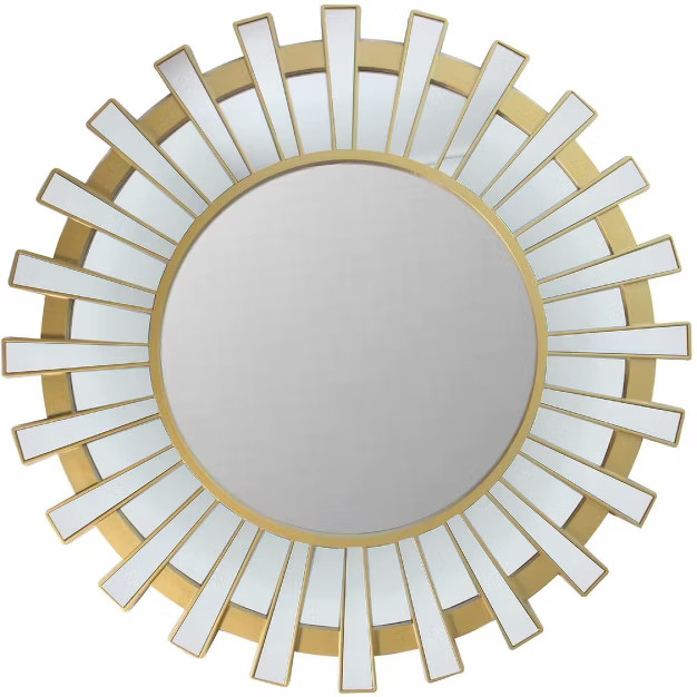 Northlight 25.5" Matte Gold and Clear Sunburst Round Mirror Wall Decor | Target