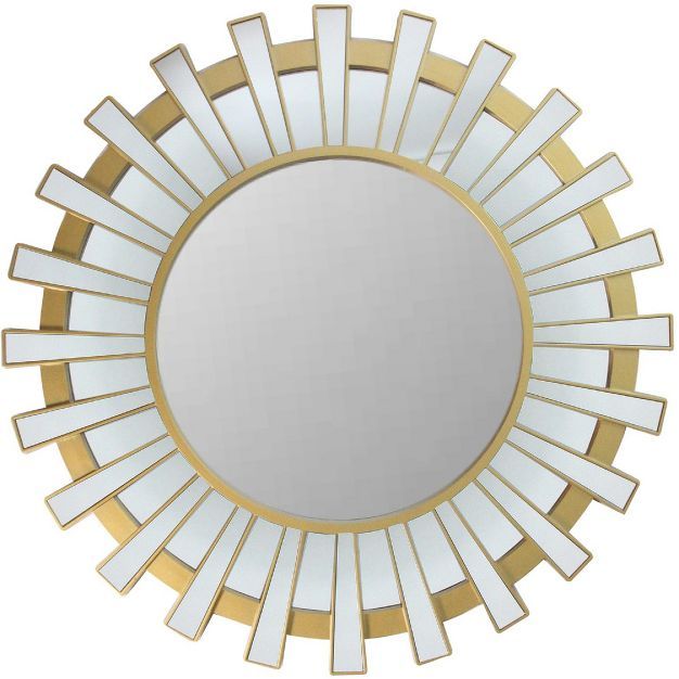 Northlight 25.5" Matte Gold and Clear Sunburst Round Mirror Wall Decor | Target