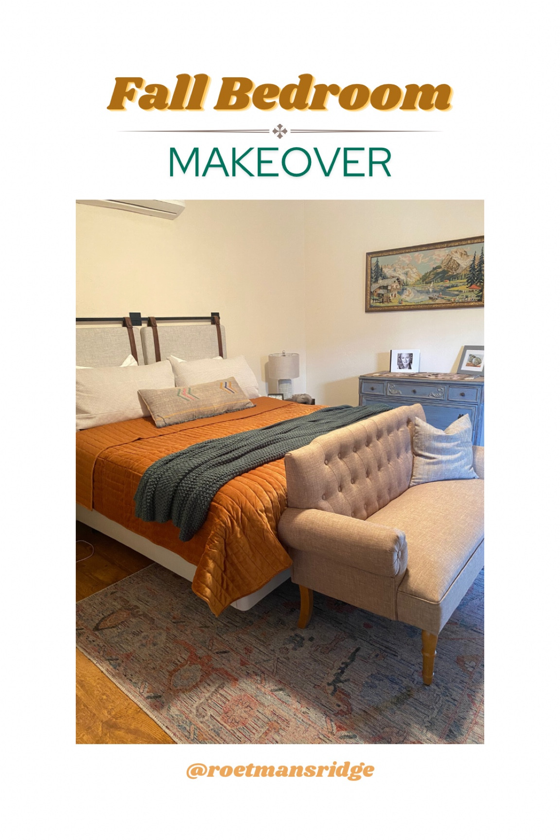 I am obsessed with the colors of fall! I started this room with the rug and it is so versatile. I love the settee at the foot of the bed. Add an oversized thrifted art piece, and the room is ready for a cozy Fall. 

#LTKhome #LTKSeasonal