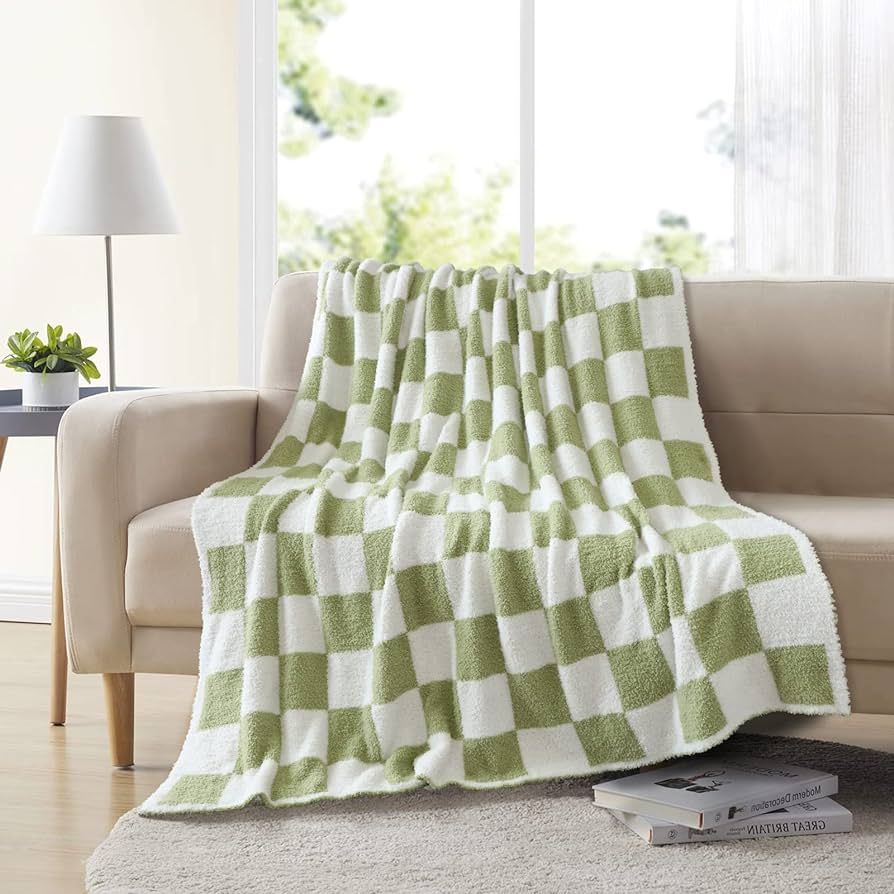 OTOSTAR Knit Checkered Throw Blanket Super Soft Warm Cozy Knitted Checkerboard Grid Chessboard Gi... | Amazon (US)