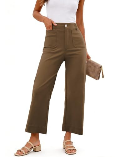 Shy Velvet Women's Crop Wide Leg Pants High Waisted Stretchy Comfort Fabric Capri Pants for Women | Amazon (US)