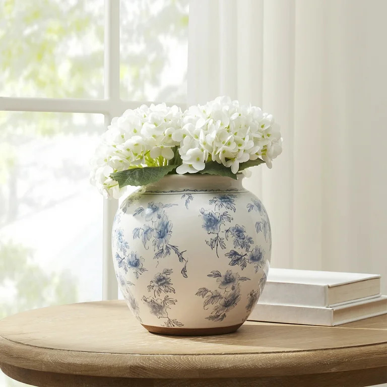 My Texas House 8" Blue Floral Round Ceramic Vase | Walmart (US)