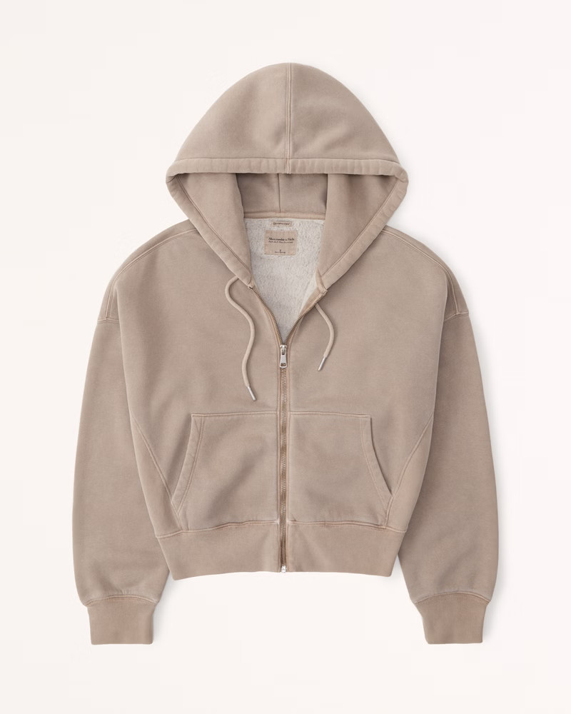 Essential Ribbed Sunday Hooded Full-Zip | Abercrombie & Fitch (US)
