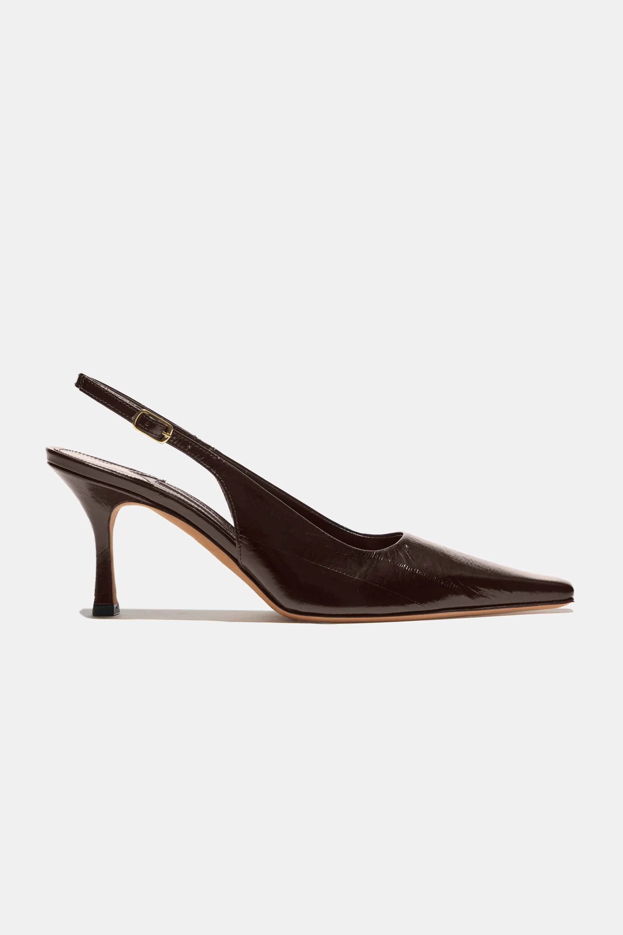 Elana Heel in Espresso Embossed Eel | Emme Parsons