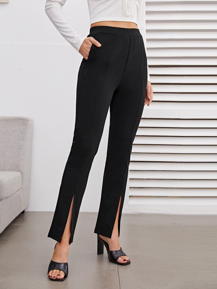 NEWSlant Pocket Slit Hem Pants | SHEIN