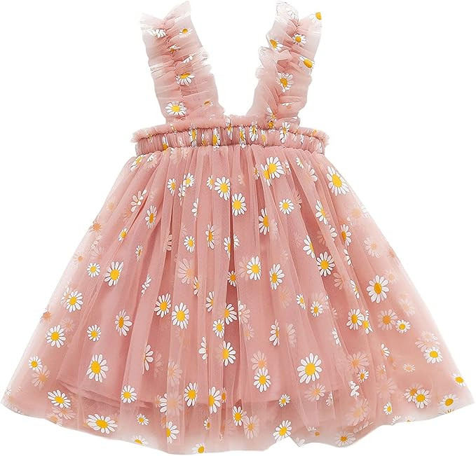 Toddler Summer Dress Clothes Outfits, Baby Kids Girl Suspenders Daisy Floral Summer Beach Dress C... | Amazon (US)