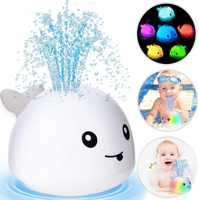 ZHENDUO Baby Bath Toys, Light Up Bath Toys, Sprinkler Bathtub Toys for Toddlers Infant Kids Boys,... | Amazon (US)
