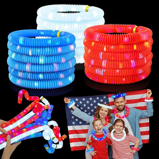 4th Fourth of July Kids Glow Sticks Toys Gifts 6 PCS,Red White Blue Party Favors Supplies,Light U... | Amazon (US)